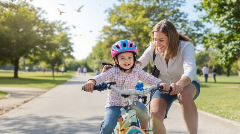 como enseñar a montar en bici