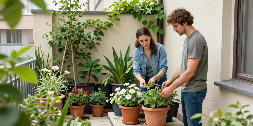 decorar terraza con plantas y flores